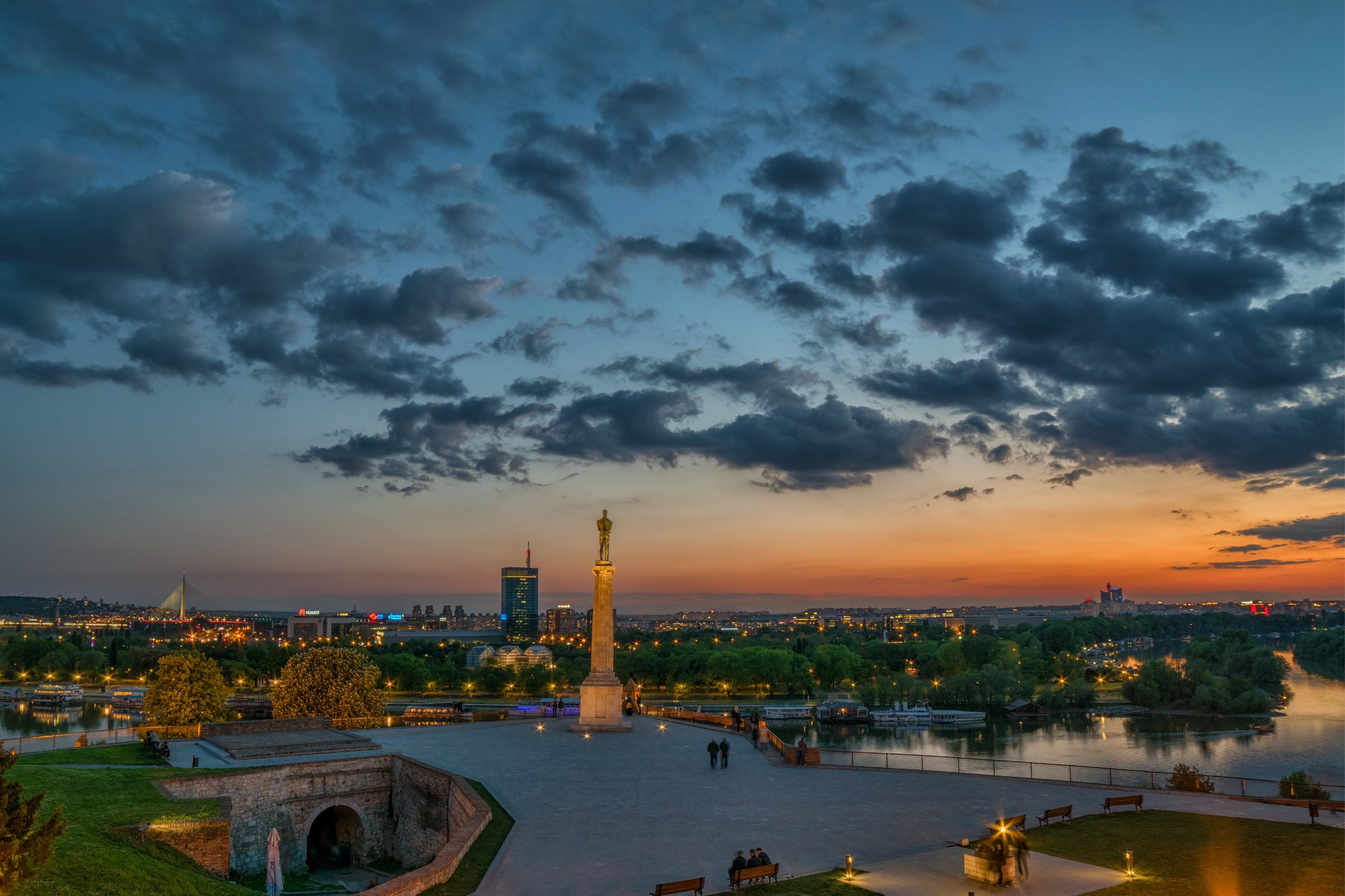 Kalemegdan fortress and Victor monument. Belgrade view