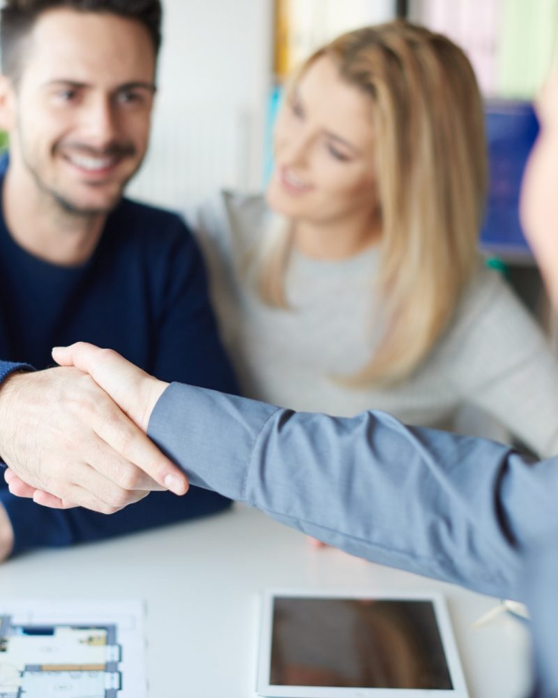 Man shaking hands with real estate agent